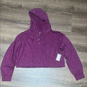 SO Purple Relaxed Crop Hoodie Sweatshirt